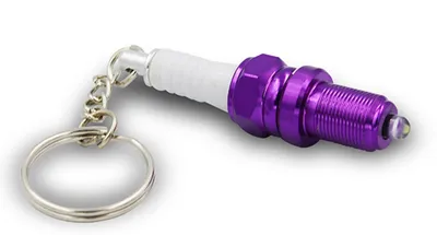 LED light spark plug keychain