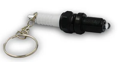 LED light spark plug keychain