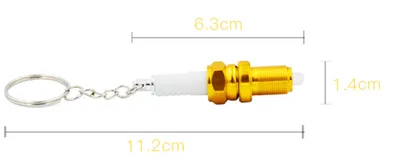 LED light spark plug keychain