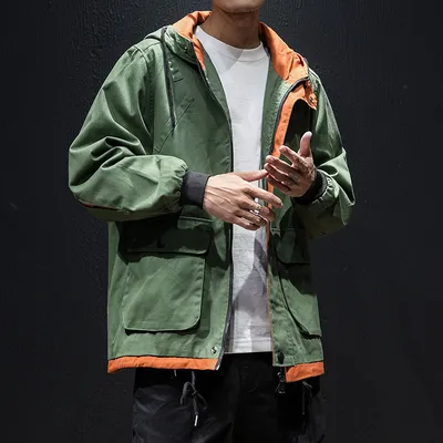 Hooded colorblock jacket