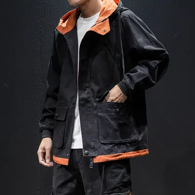 Hooded colorblock jacket