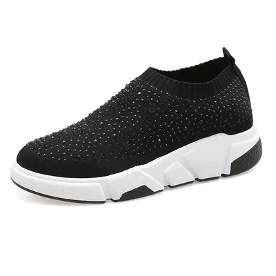 Thick-soled rhinestone socks shoes