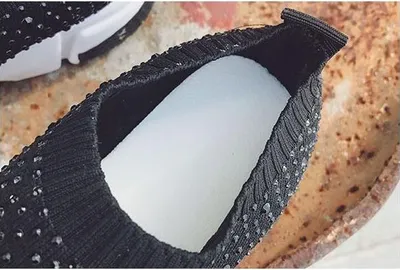 Thick-soled rhinestone socks shoes