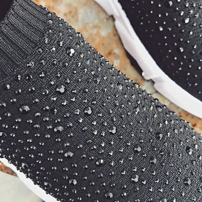 Thick-soled rhinestone socks shoes
