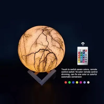 ضوء القمر المرسوم بتقنية LED ثلاثي الأبعاد، مصباح ليلي