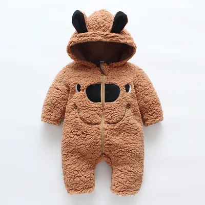 Thickened jumpsuit baby hooded romper