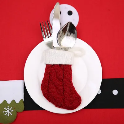 Christmas Tableware Xmas Fork Bags Dinner Cutlery Holder Pocket