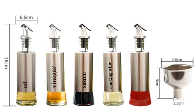 Non kitchen pot seasoning bottle Stainless steel tank leak proof glass bottle household vinegar pot sauce bottle seasoning bottle