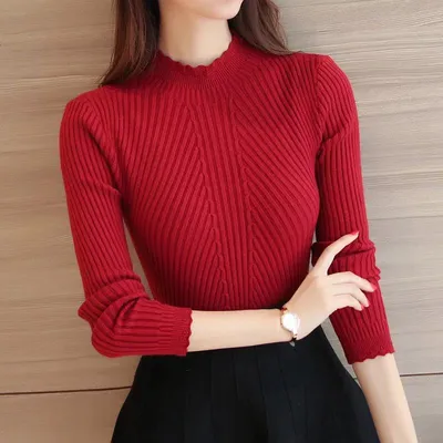 Ruffled long-sleeved bottoming shirt
