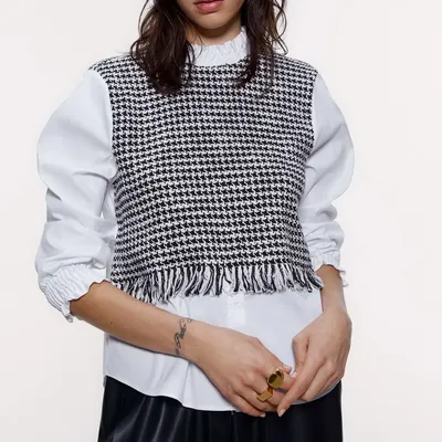 Tweed panel shirt