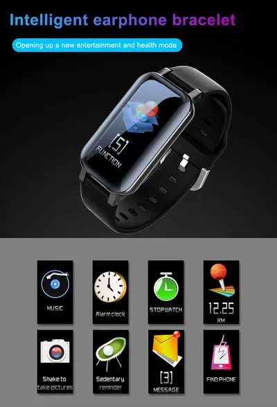 Smart Binaural Bracelet Wireless Bluetooth Headset 2-in-1