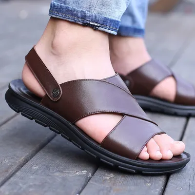 Men's leather men's beach shoes