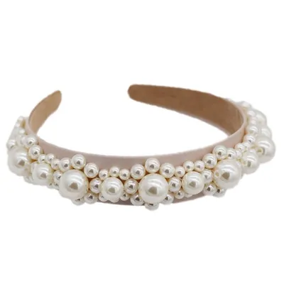Braided large pearl hair band