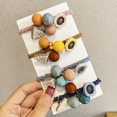Candy colored ball hair rope pearl head rope