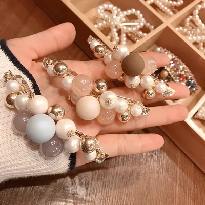 Net Red Hair Accessories Sweet Pearl Spring Clip
