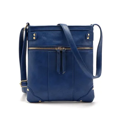 new European fashion handbag bag Crossbody Bag rivets front pocket zipper copper single shoulder bag