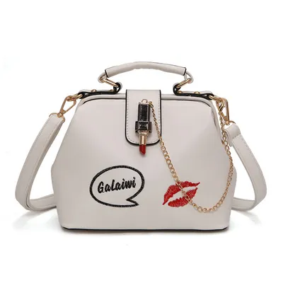 Lip embroidered lipstick lock doctor bag