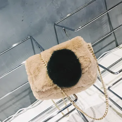 In the winter of new color hair ball bag small package fur fashion rabbit hair Satchel Bag chain