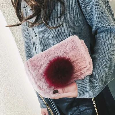 In the winter of new color hair ball bag small package fur fashion rabbit hair Satchel Bag chain