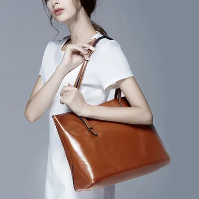 new fashion leather bag leather handbag wax portable single shoulder bag factory Guangzhou one generation