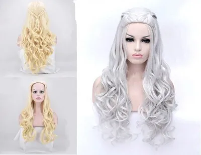 Matt 70cm braided silver long curly hair
