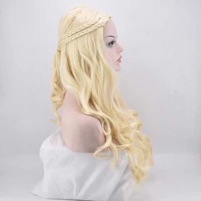 Matt 70cm braided silver long curly hair