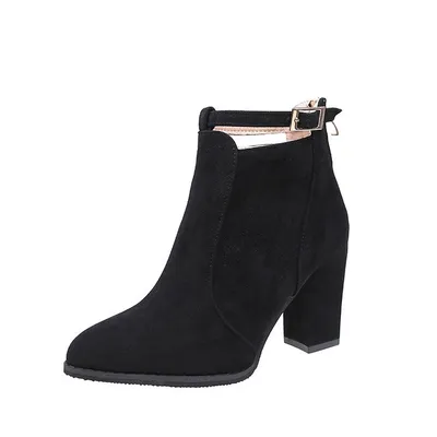 new women's boots with pointed thick boots female high-heeled boots Martin sub belt buckle zipper after boot