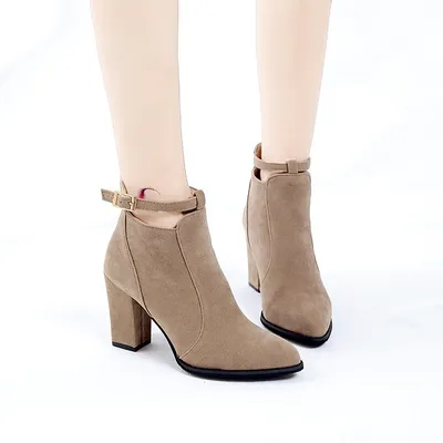 new women's boots with pointed thick boots female high-heeled boots Martin sub belt buckle zipper after boot
