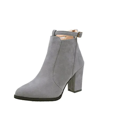 new women's boots with pointed thick boots female high-heeled boots Martin sub belt buckle zipper after boot