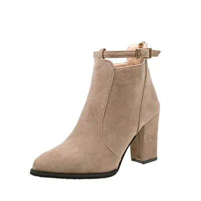 new women's boots with pointed thick boots female high-heeled boots Martin sub belt buckle zipper after boot