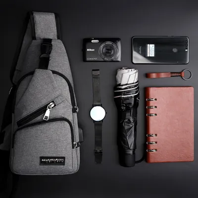 Korean version of the new custom USB2021 single shoulder bag man BAG canvas male chest pack charging sports outdoor Xiekua package