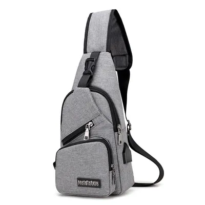 Korean version of the new custom USB2021 single shoulder bag man BAG canvas male chest pack charging sports outdoor Xiekua package