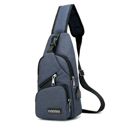 Korean version of the new custom USB2021 single shoulder bag man BAG canvas male chest pack charging sports outdoor Xiekua package