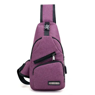 Korean version of the new custom USB2021 single shoulder bag man BAG canvas male chest pack charging sports outdoor Xiekua package