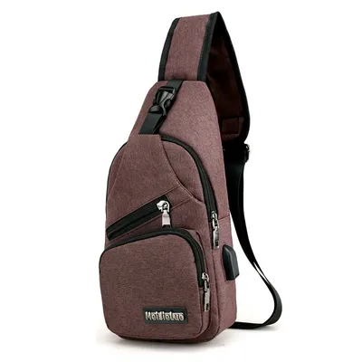 Korean version of the new custom USB2021 single shoulder bag man BAG canvas male chest pack charging sports outdoor Xiekua package