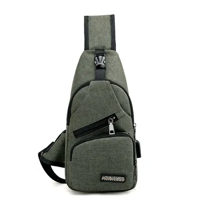 Korean version of the new custom USB2021 single shoulder bag man BAG canvas male chest pack charging sports outdoor Xiekua package