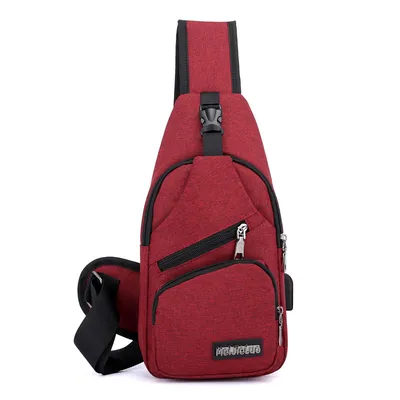 Korean version of the new custom USB2021 single shoulder bag man BAG canvas male chest pack charging sports outdoor Xiekua package