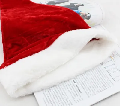 مستلزمات عيد الميلاد، قبعة سانتا قصيرة من المخمل الكثيف، قبعة عيد ميلاد جديدة فائقة النعومة