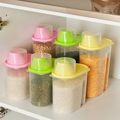T plastic sealed tank kitchen large food storage tank five grain canisters with covered collection box wholesale