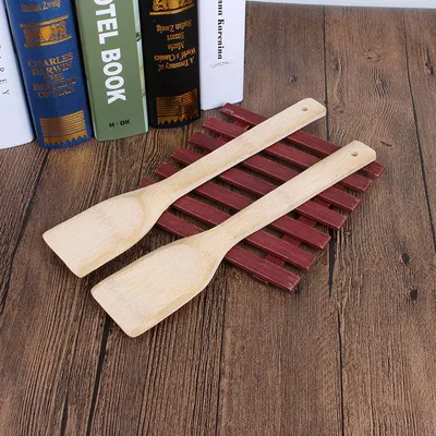 Gifts Wholesale Kitchen Spatula 30cm Nonstick Special Bamboo Shovel Does Not Hurt The Pot Square Bamboo Shovel