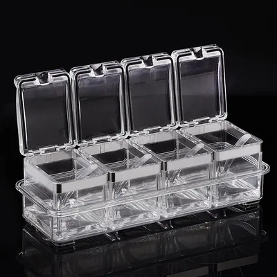 European acrylic seasoning box Stainless steel sealing ring transparent environmental condiment box suit kitchen supplies wholesale