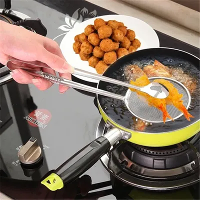 Multi-functional Oil Food Folder Kitchen Accessories Stainless Steel Fried Food  Oil Scoop