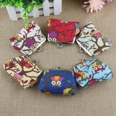 Korean lovely small zero purse lady canvas owl cartoon children coin bag Yiwu small purse wholesale