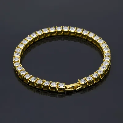 Tin Alloy Gold Color Iced Bracelet Men's Hip Hop Chain Street Rock Jewelry