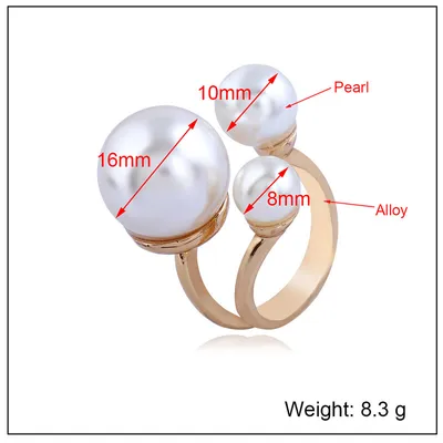 European and American Fashion Jewelry Creative Ring Wish Explosions Pearl Joint Index Finger Ring