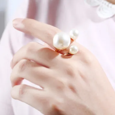 European and American Fashion Jewelry Creative Ring Wish Explosions Pearl Joint Index Finger Ring