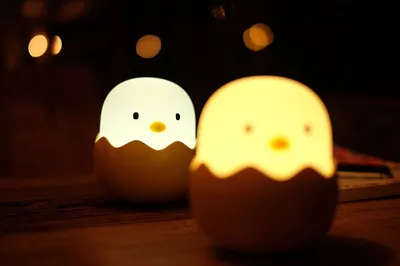 مصباح ليلي دافئ أبيض لطيف على شكل كتكوت، ألعاب كرتونية، قشر بيضة دجاج، قابل لإعادة الشحن، مصباح غرفة نوم مضيء للأطفال