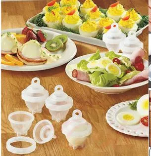 Hot 1 Set7 Piece Hard Boil Egg Cooker 6 Eggies Without Shells With Bonus Egg White Yolk Separator Eggs Steamer  Cooking Tools