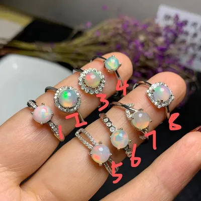 New 925 Silver Inlaid Natural Opal Ring