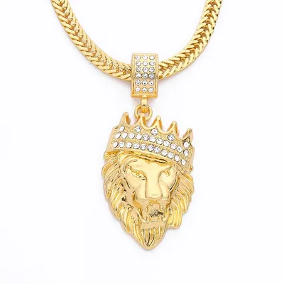 Men Lion Head Pendant  Necklace